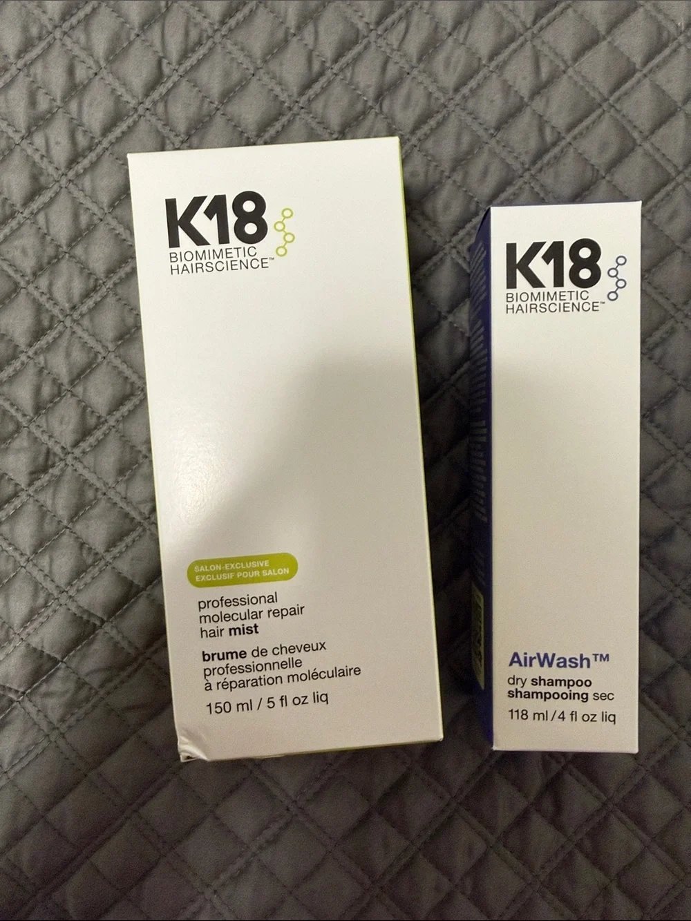 K18 Professional Molecular Repair Hair Mist & AirWash Dry Shampoo Duo - White
